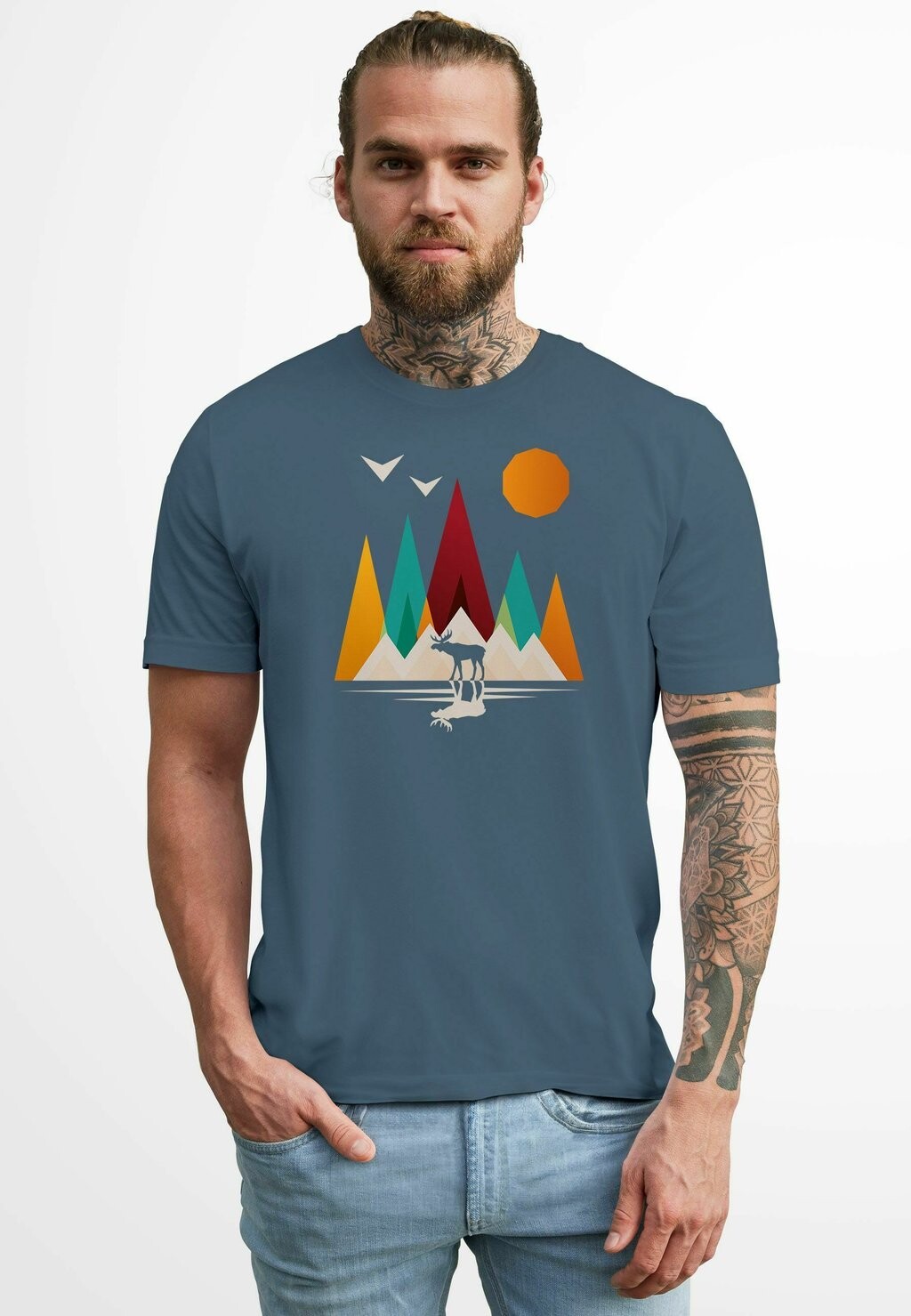 

Футболка с принтом NATUR OUTDOOR WANDERN FASHION STREETSTYLE NEVERLESS Neverless, светло-голубой