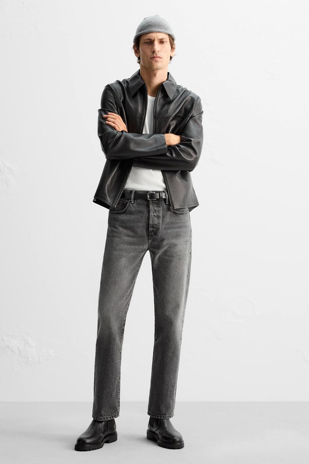 

Кожаные ботинки челси ZARA, черный