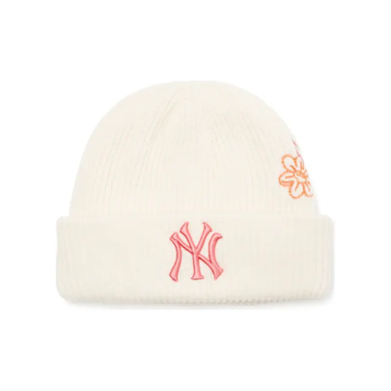 

MLB Акриловая вязаная шапка унисекс бело-черная, White/Pink