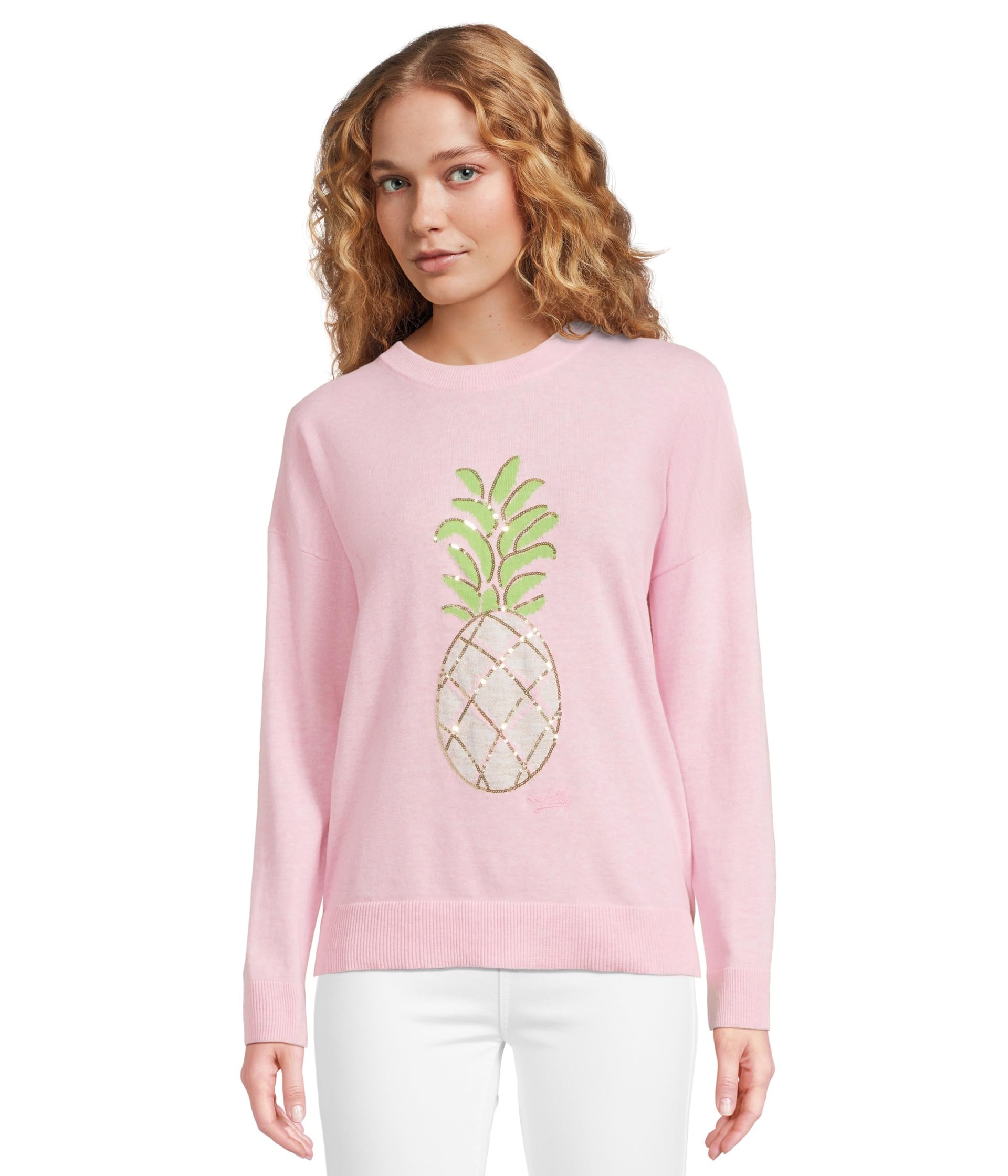 

Свитер Lilly Pulitzer Tensley Sweater, Heathered Pink Muse Party Pineapple Jacquard