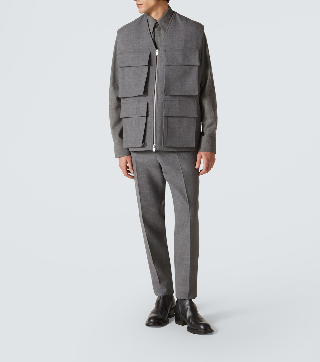 Зауженные брюки из натуральной шерсти Jil Sander, London Fog — фото 2