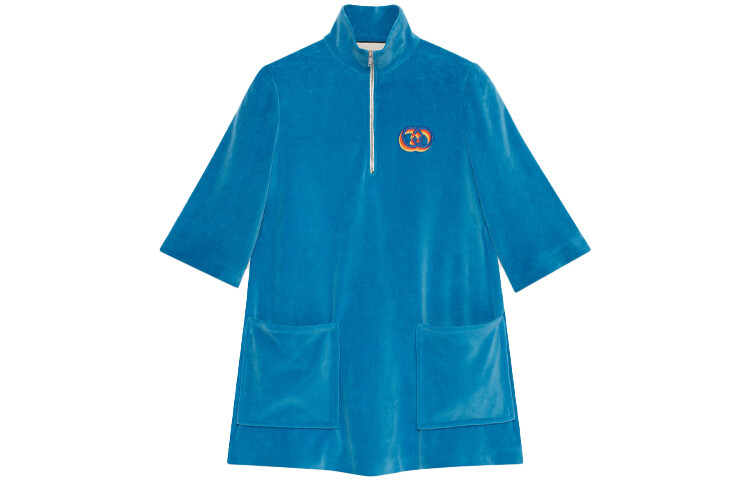 

Платье с короткими рукавами женское синее Gucci