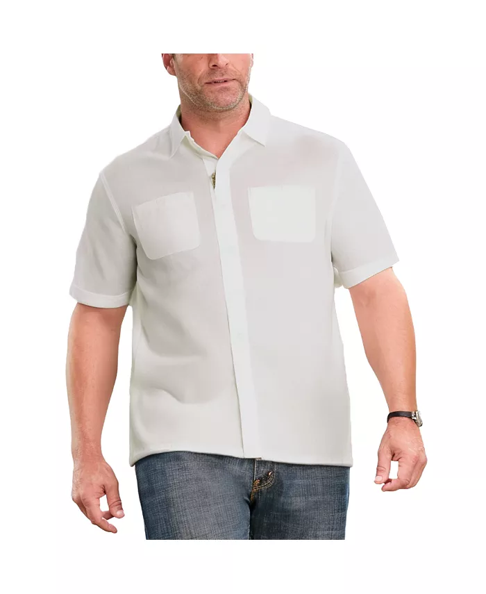 

Большая и высокая льняная рубашка с коротким рукавом Kingsize, белый