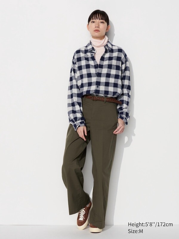 Фланелевая рубашка обычный воротник, клетчатый Uniqlo, красный — фото 2