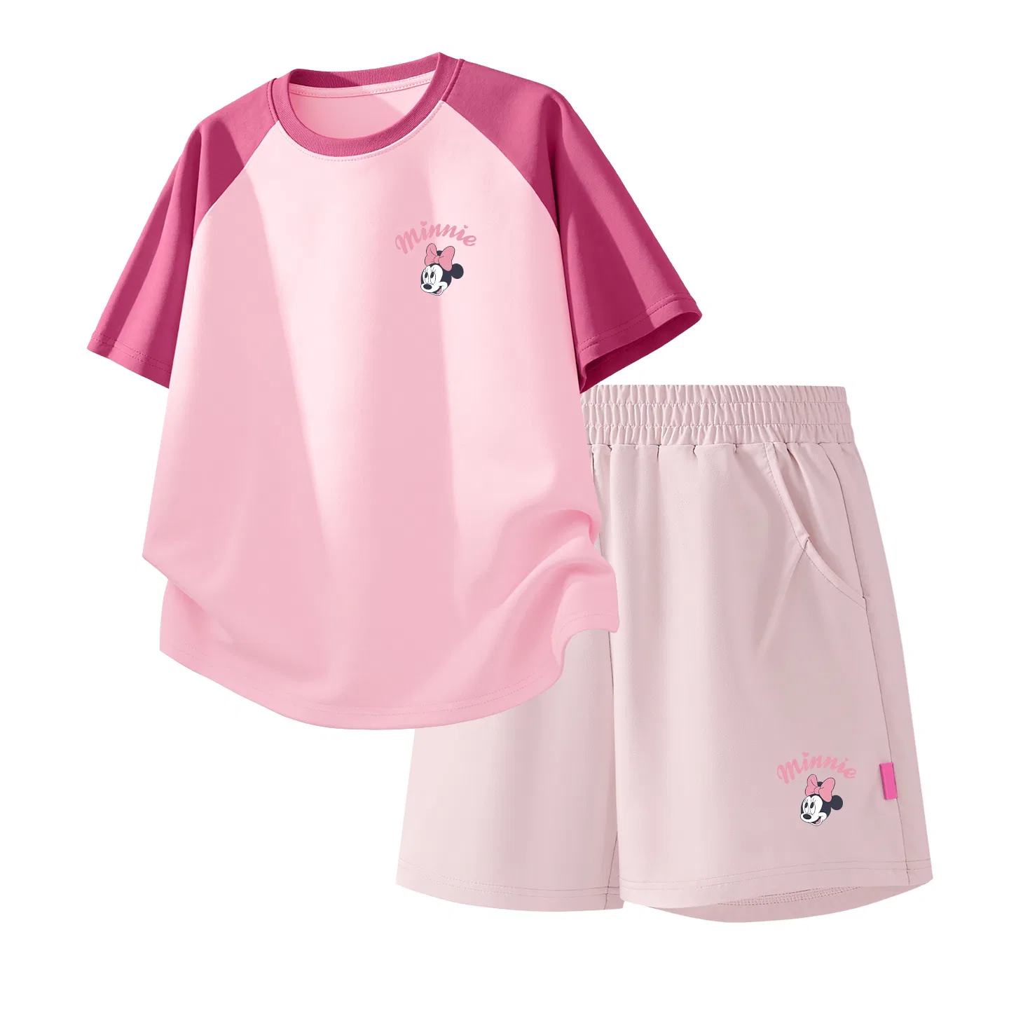 Детская повседневная спортивная футболка с круглым вырезом Disney, Dazzle Heart K Green Pink+Dazzle Heart K_Bottom Right Milk Glutenous Pink — фото 3