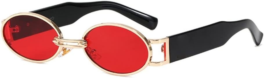 

Женские овальные солнцезащитные очки в винтажном стиле, маленькие металлические панк-очки, женские очки в стиле стимпанк с защитой от УФ-излучения UV400 generic, Gold Red
