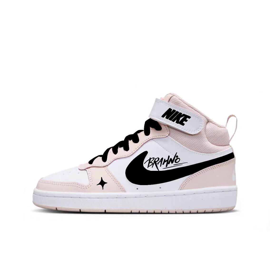 

Розовый туман Graffiti устойчивые к истиранию мид-топ детские скейтбординг кроссовки для подростков Nike, розовый