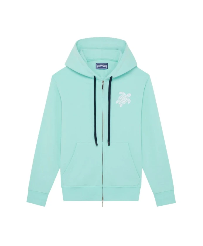 

Хлопковый кардиган на молнии с вышивкой в виде большой черепахи. Vilebrequin, синий