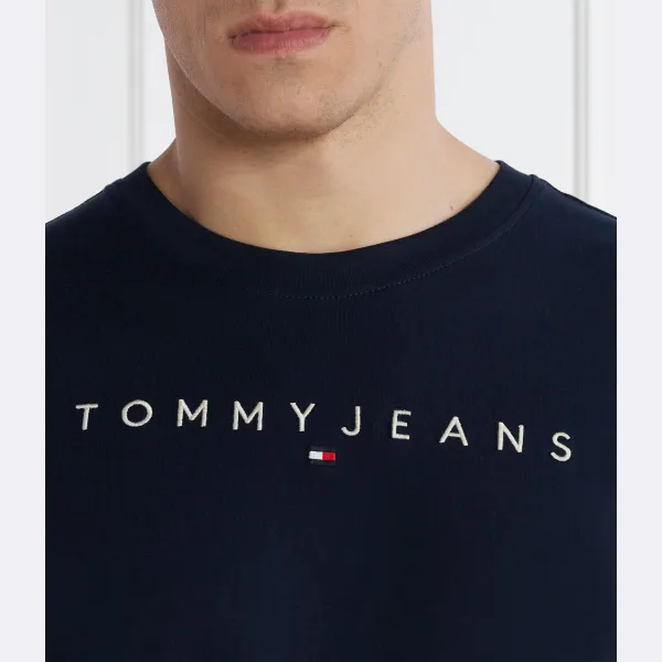 Футболка с линейным логотипом, расширенная футболка обычного кроя Tommy Hilfiger, синий — фото 4