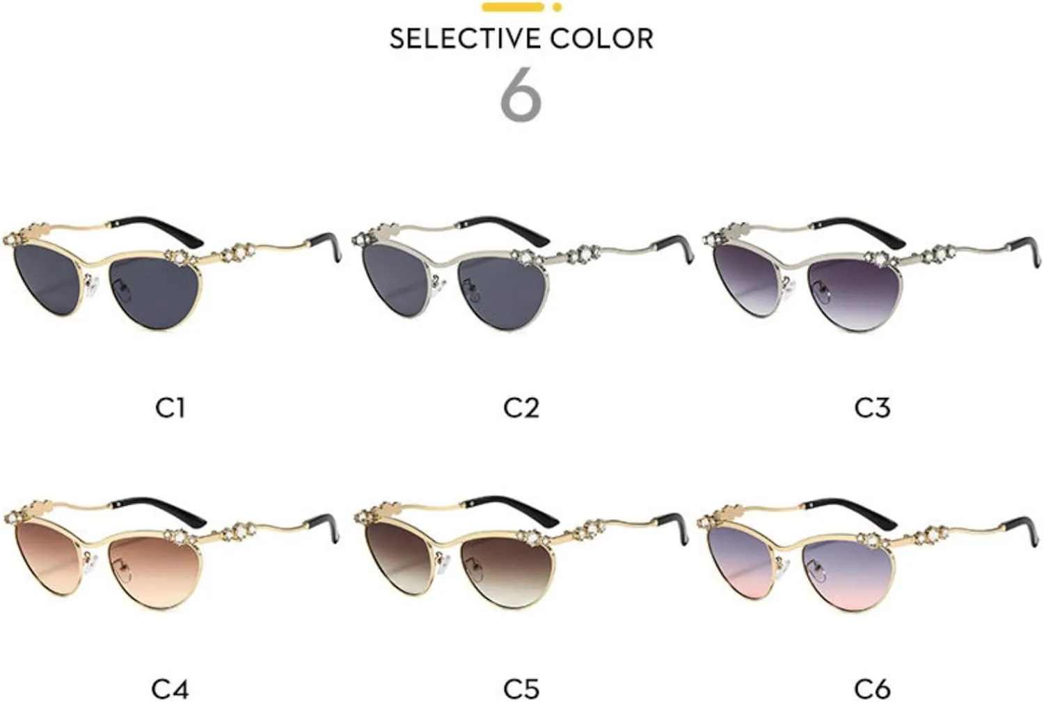 

Солнцезащитные очки Willochra Y2K овальной формы для женщин, роскошные модные очки в металлической оправе, «кошачий глаз», сексуальные очки со стразами для женщин, C4