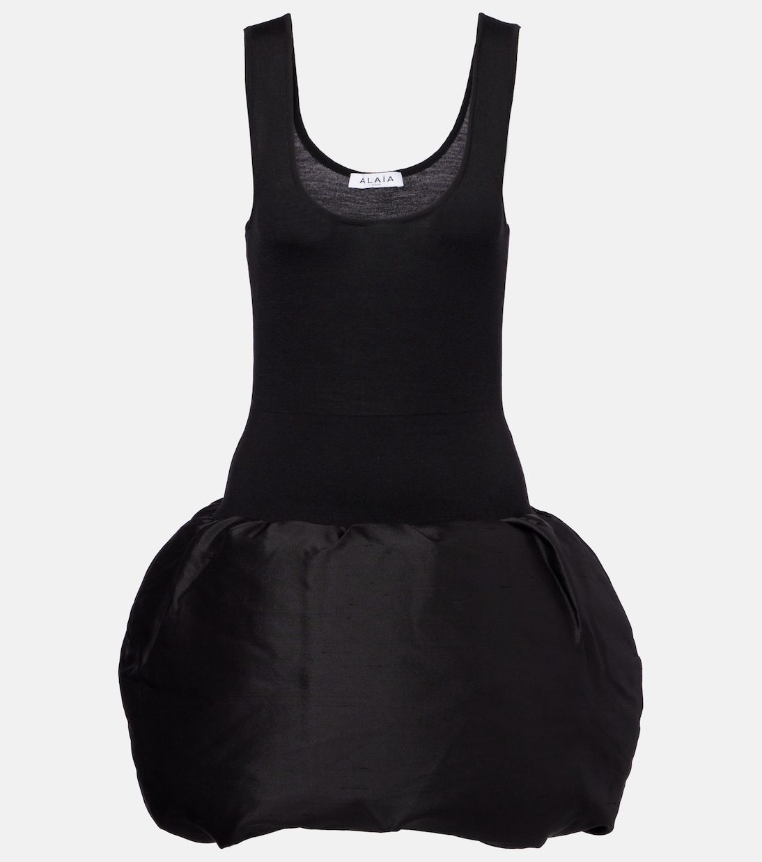 

Мини-платье из шерстяной смеси с пуховыми вставками Alaïa, Noir Alaia