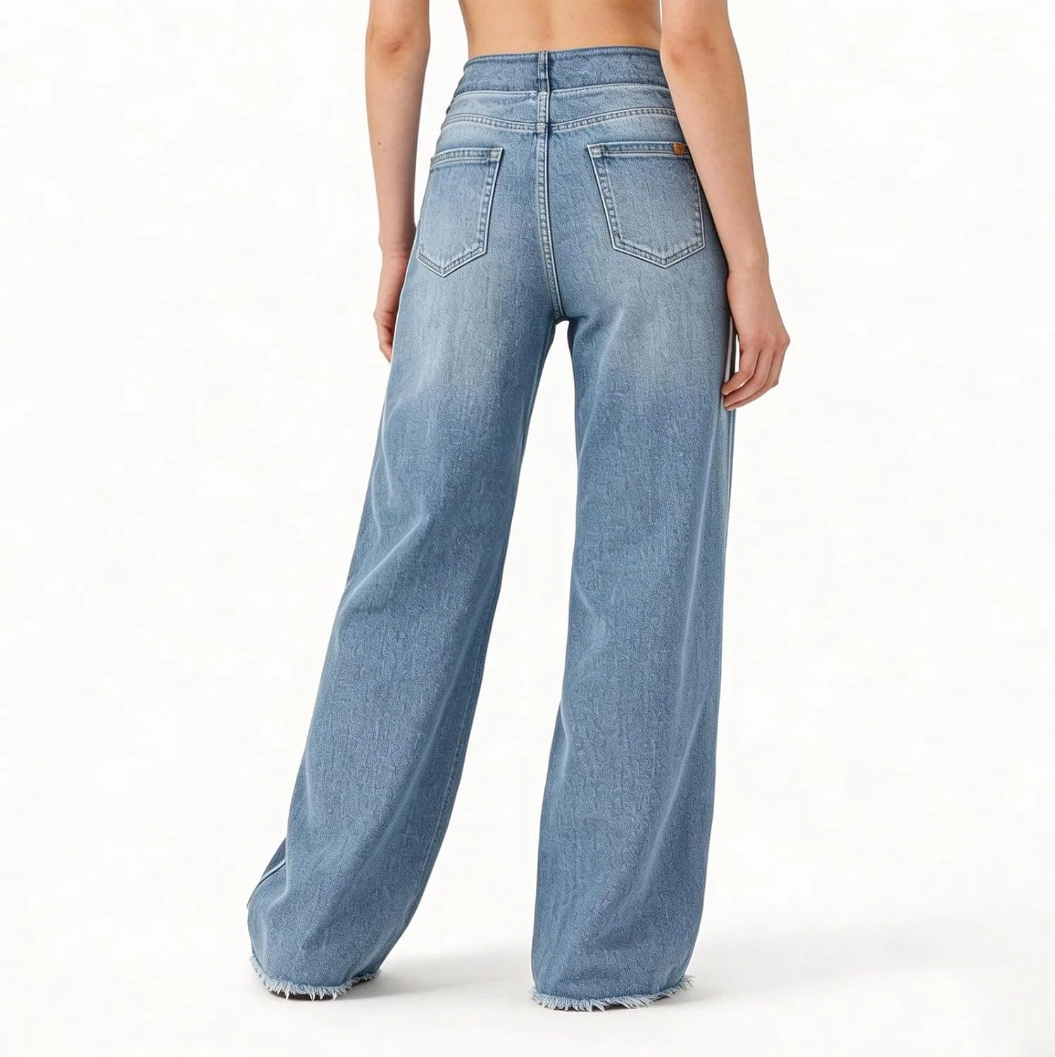 Джинсы свободные, прямые, Light Blue, Women's Washed Loose Fit Wide Leg Jeans — фото 2