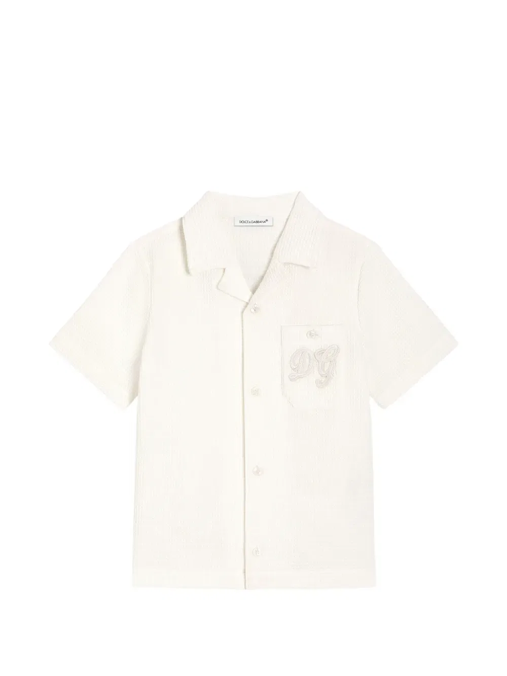 Хлопковая вафельная рубашка Dolce & Gabbana Kids, белый