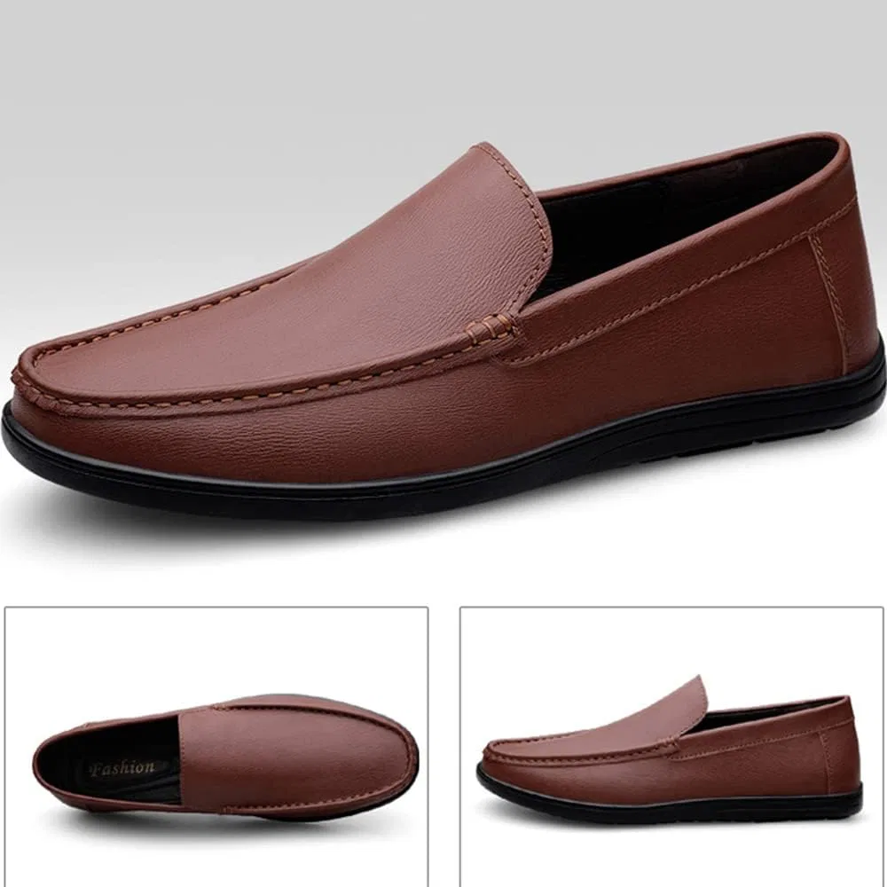 Мокасины мужские Maylrvjv Loafers Slip-On Casual Leather, коричневый — фото 4