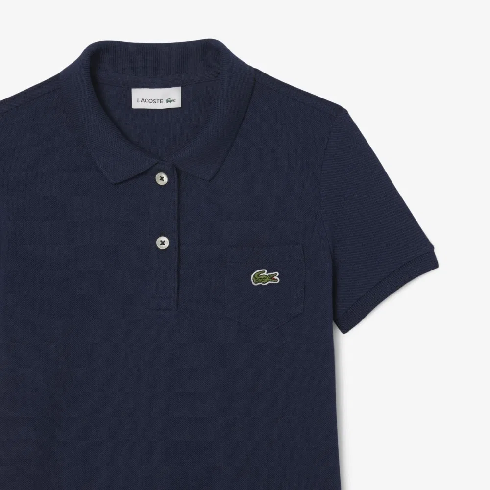 Детское базовое платье-поло тёмно-синее от Lacoste — фото 4