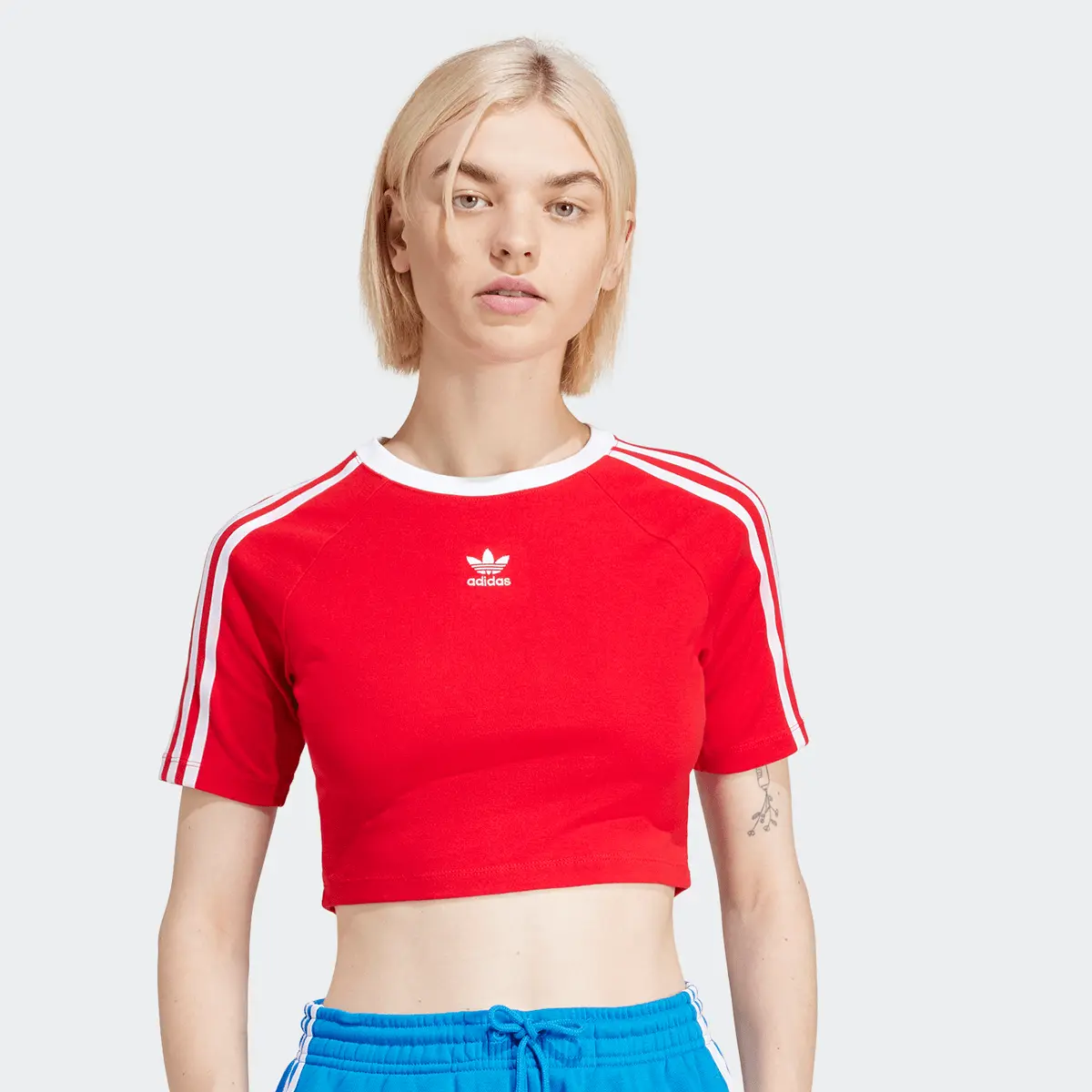 

Футболка adidas Originals 3-Streifen Baby Tee, красный/белый