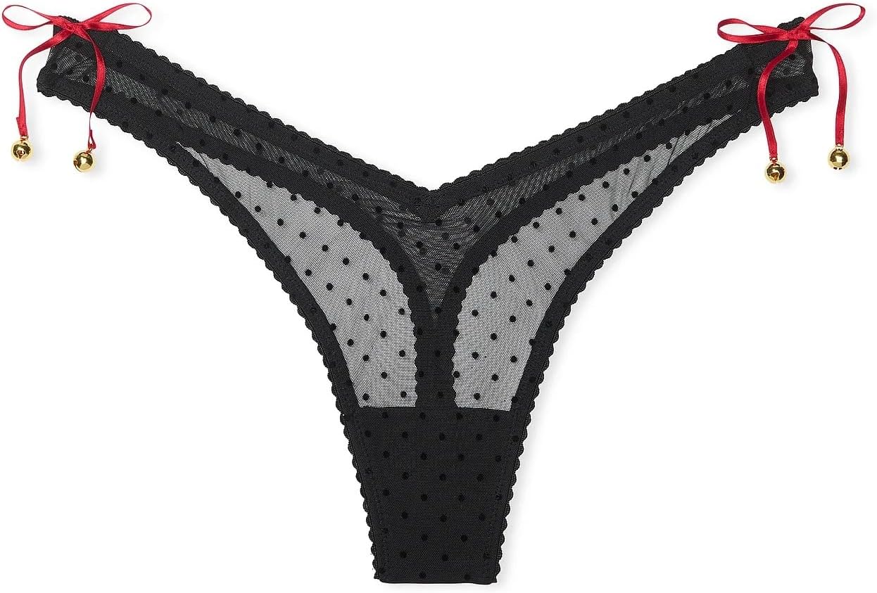 Victoria's Secret Jingle Bells Mesh трусики-танга цвет Black New — фото 3