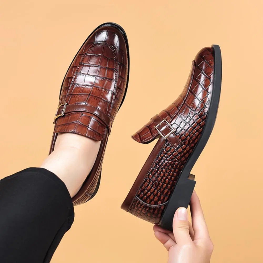 Лоферы с крокодиловым принтом Classic Leather Loafers, коричневый ZUAUOOT — фото 2