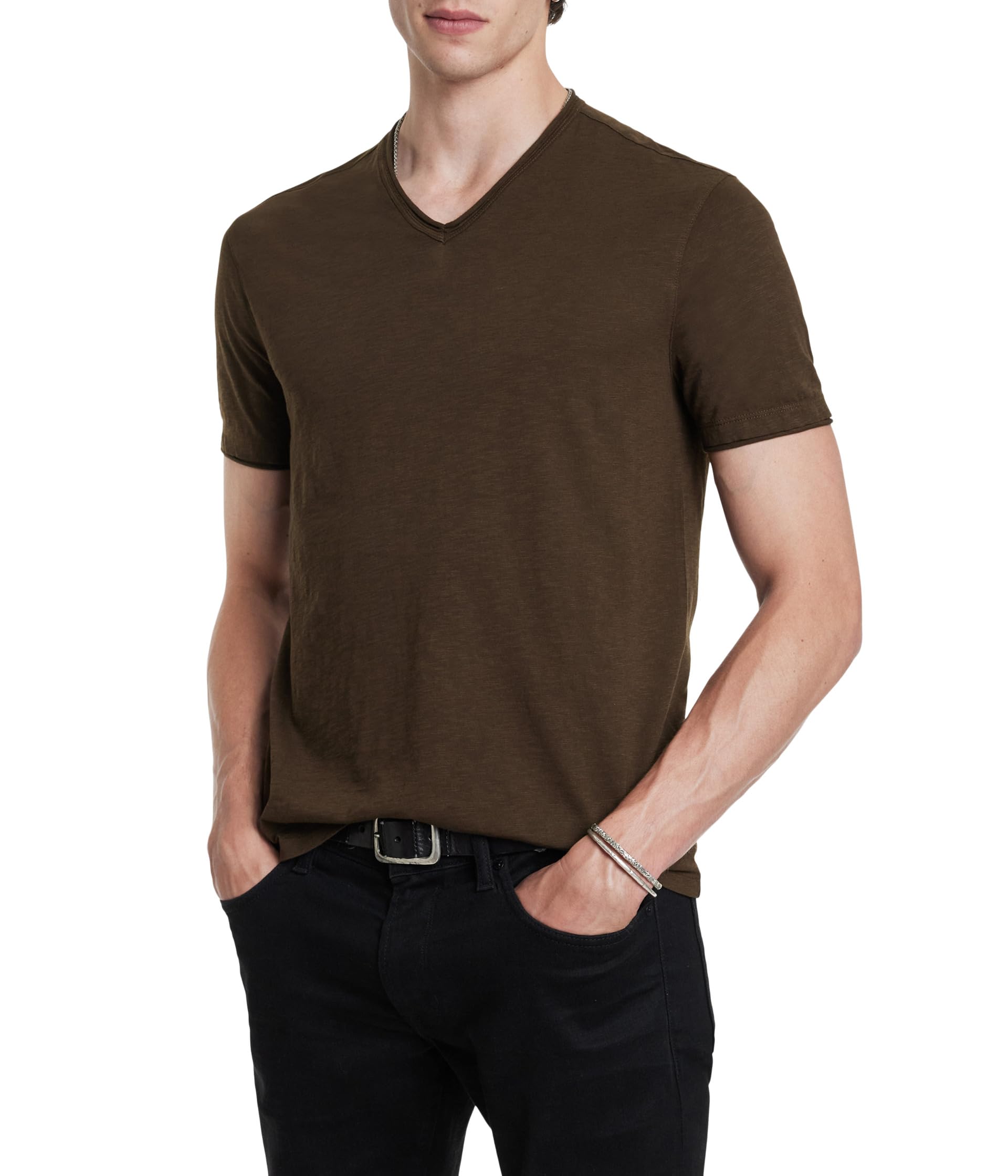 

Футболка John Varvatos Miles V-Neck Tee K3595W24, Dark Brown