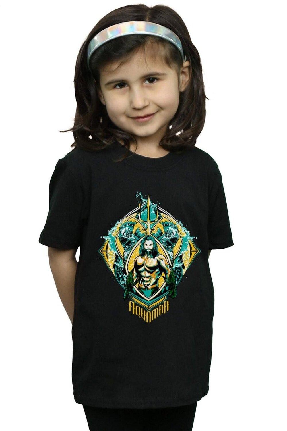 

Хлопковая футболка Aquaman The Trench Crest DC Comics, черный