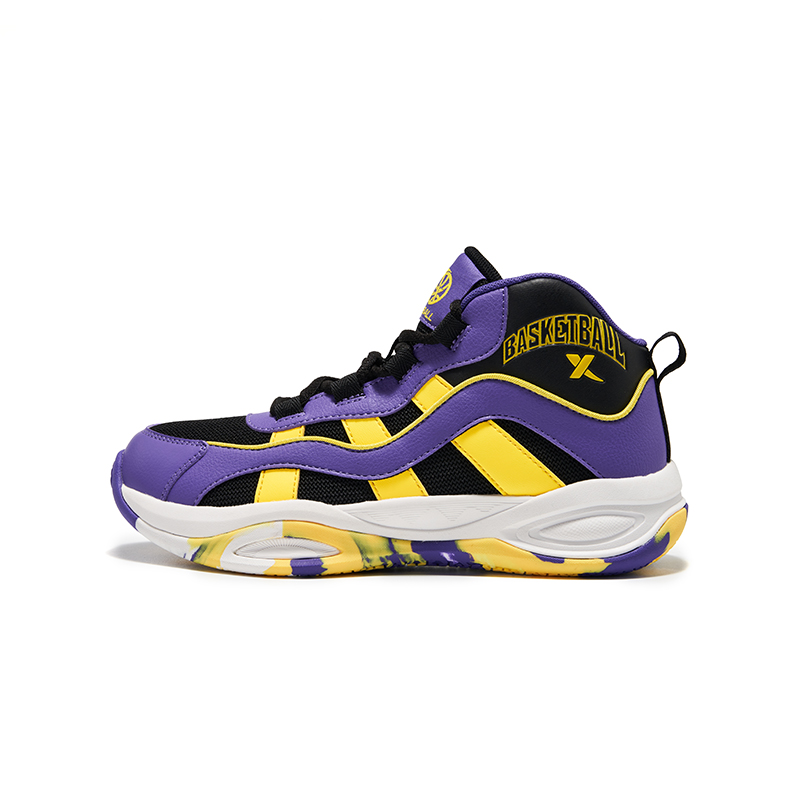 

Износостойкие детские баскетбольные кроссовки среднего размера для подростков XTEP, черный/фиолетовый