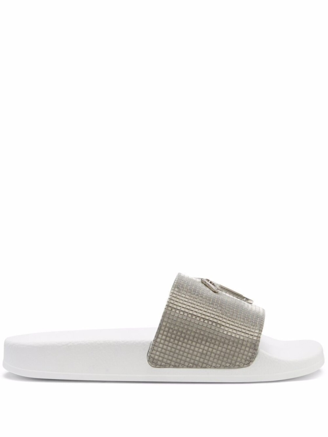 Giuseppe Zanotti шлепанцы Brett с эффектом металлик, серебряный