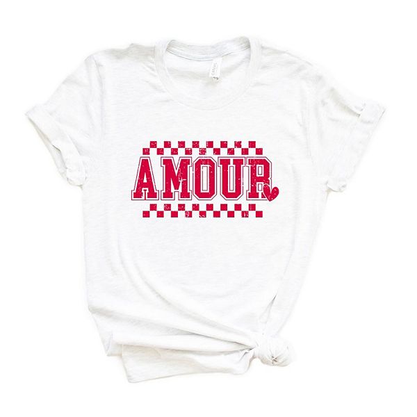 

Футболка Amour с принтом в клетку и эффектом поношенности Simply Sage Market, White