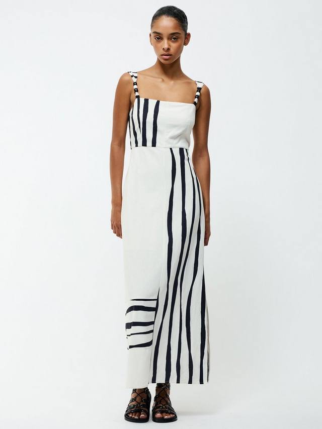 

Платье макси Genevieve Ariette в полоску French Connection, White/Black