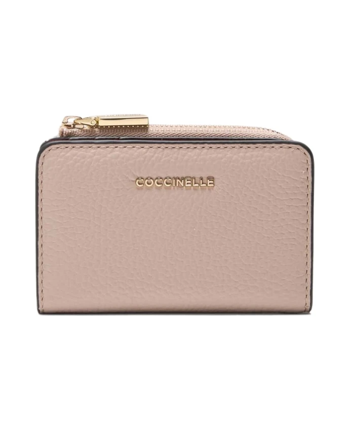 

Металлический трехцветный маленький кошелек Coccinelle, розовый