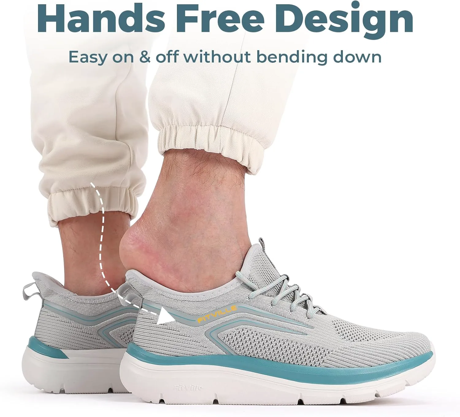 

Мужские широкие кроссовки для ходьбы FitVille, легкие спортивные слипоны для тренировок при плоскостопии - Cloud Strider V1, графит