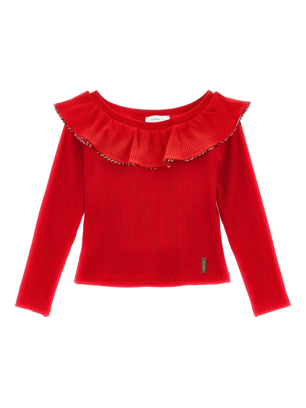 

Трикотажный топ с пайетками Monnalisa, красный