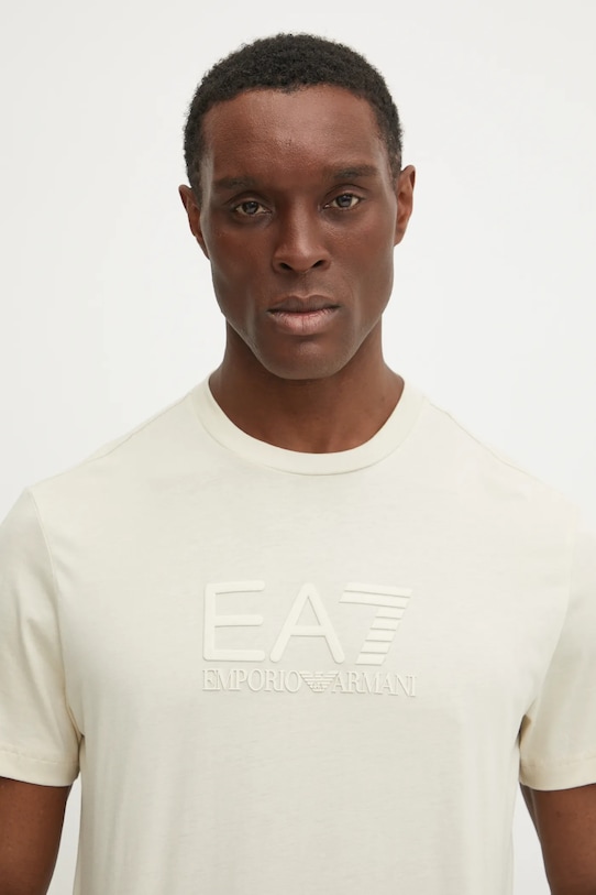 

Хлопковая футболка Ea7 Emporio Armani, бежевый