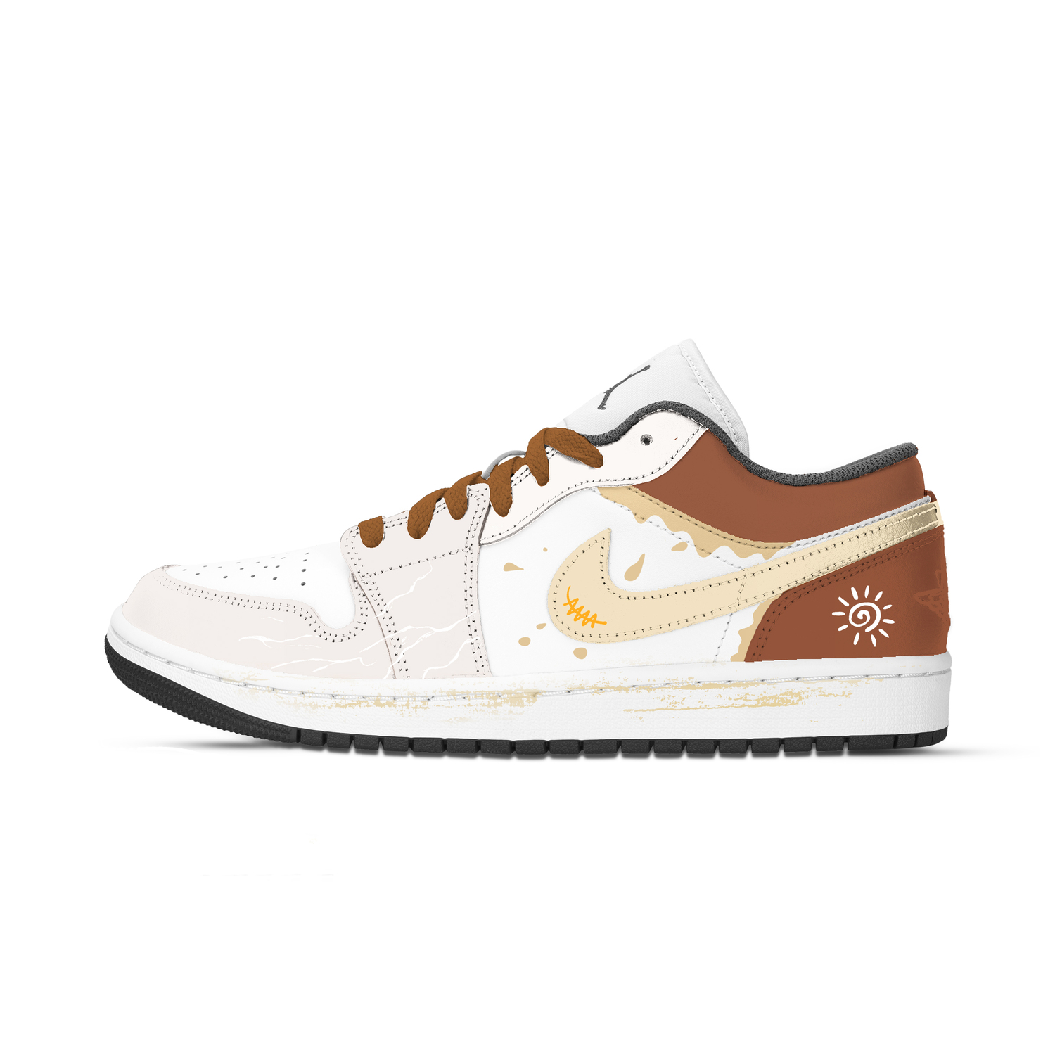 

Кроссовки баскетбольные Air 1 Sweet Cream Roll устойчивые к истиранию винтажные унисекс white Jordan, коричневый/желтый