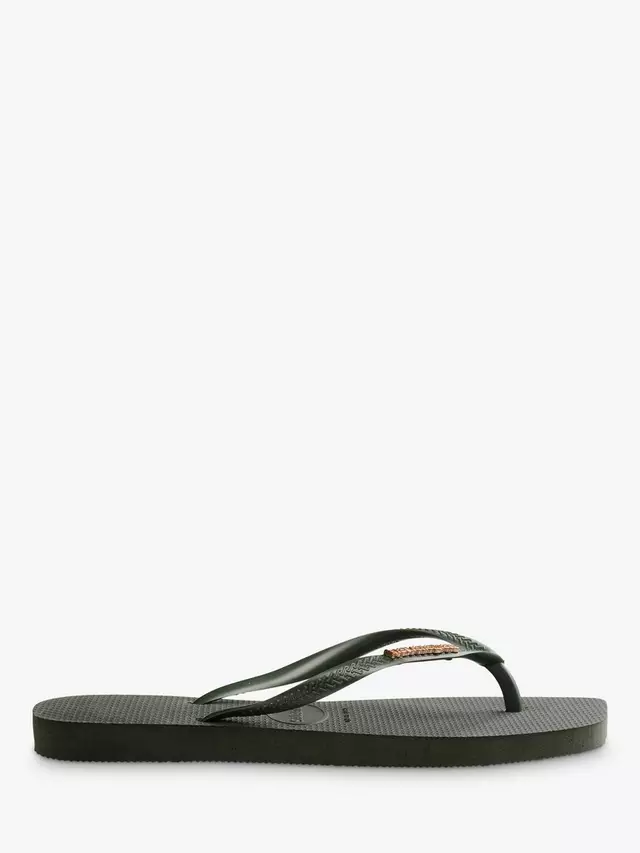 Шлепанцы Havaianas Square Toe Metallic Logo, цвет olive/green