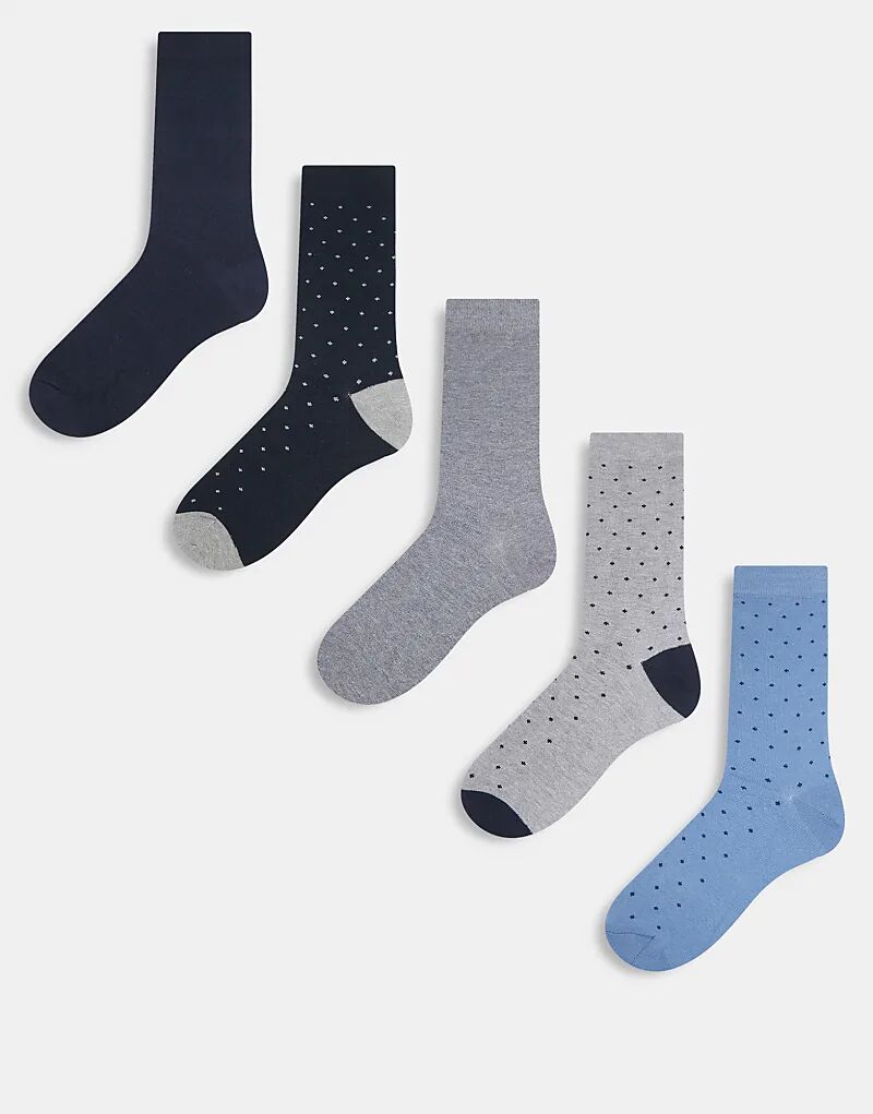

5 пар элегантных носков в горошек River Island серого цвета