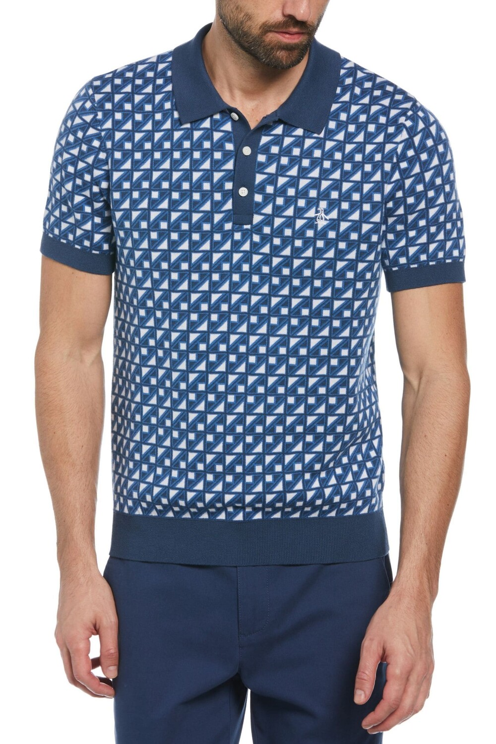 

Жаккардовая рубашка поло с коротким рукавом Original Penguin, синий