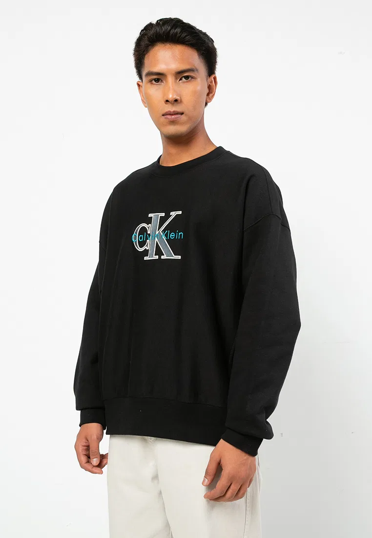 Толстовка, триколор, хлопок, Calvin Klein Jeans, черный