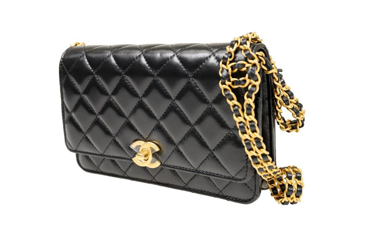 Сумка через плечо из ягненка, кошелек женский черный CHANEL — фото 2