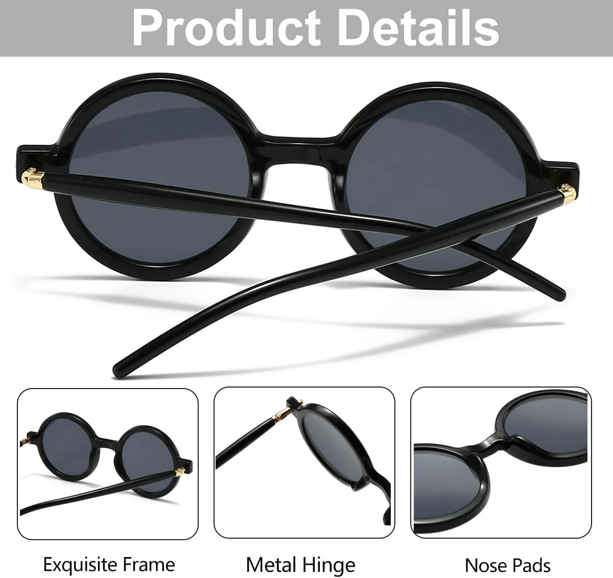 

Солнцезащитные очки JOVAKIT поляризованные ретро-круглые для женщин и мужчин, винтажные, модные, увеличенного размера, защита UV400, Transparent Brown/Grey