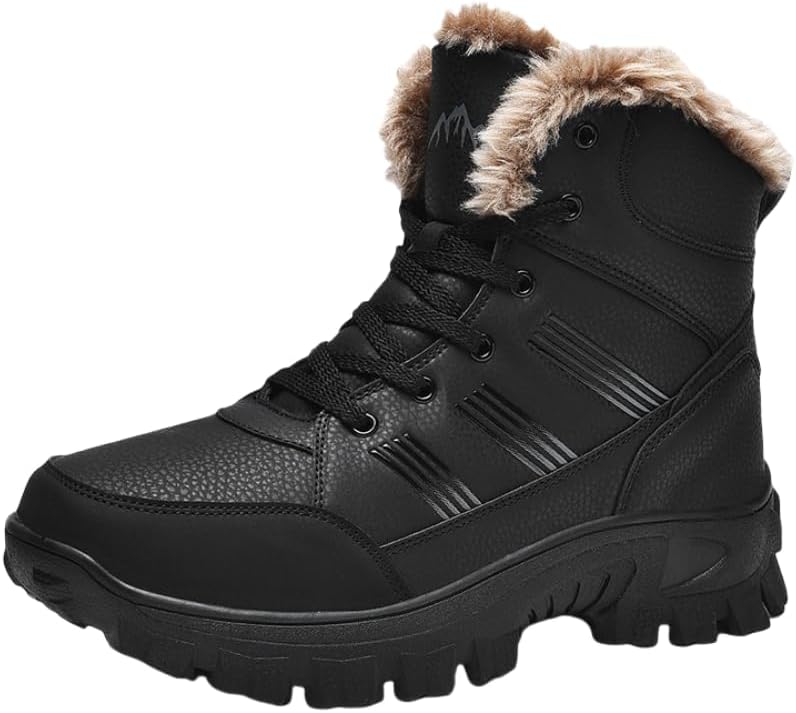 

Мужские зимние ботинки HHHCHPM водонепроницаемые, с утепленной подкладкой, теплые зимние ботинки, шнуровка, кроссовки для холодной погоды, противоскользящие ботильоны, удобные для походов и прогулок, черный