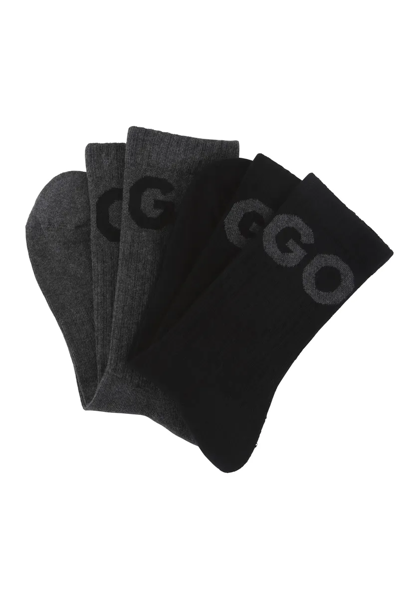 

Носки HUGO Underwear "2P QS RIB ICONCOL CC" (2 пары в упаковке, 2 шт. в упаковке), с вязаным логотипом HUGO, серый