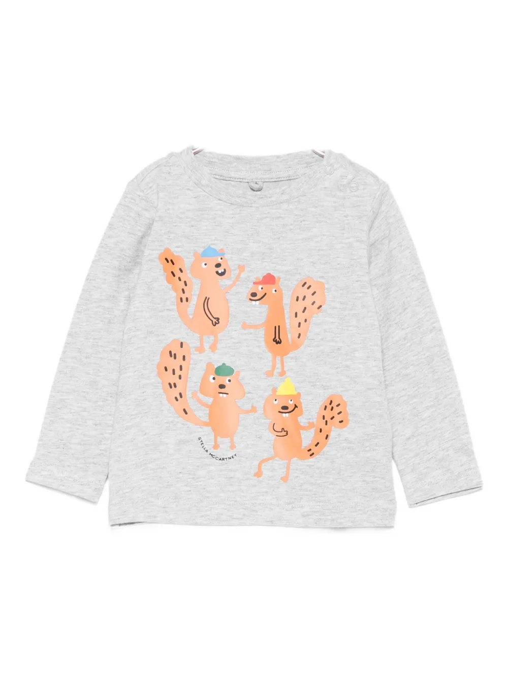 

Футболка с длинными рукавами и принтом белки Stella McCartney Kids, серый