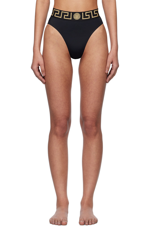 

Бикини-трусики с высокой талией и греческим бордюром Versace Underwear, черный