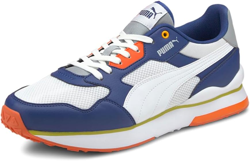 Кроссовки PUMA мужские R78 Futr на шнуровке, повседневные - белые, синий — фото 3