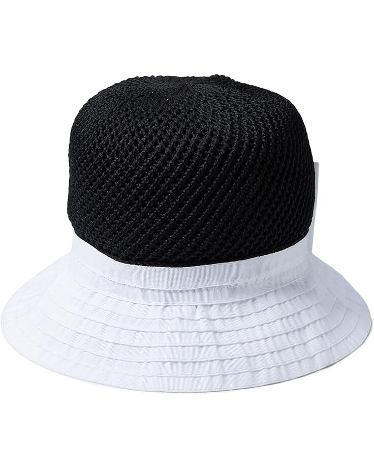 

Панама Badgley Mischka Crochet Crown Bucket Hat, черный/белый
