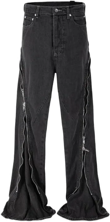 

JSEIAJB длинные брюки, Unisex черные спиральные джинсы с молнией Large NSUQOA