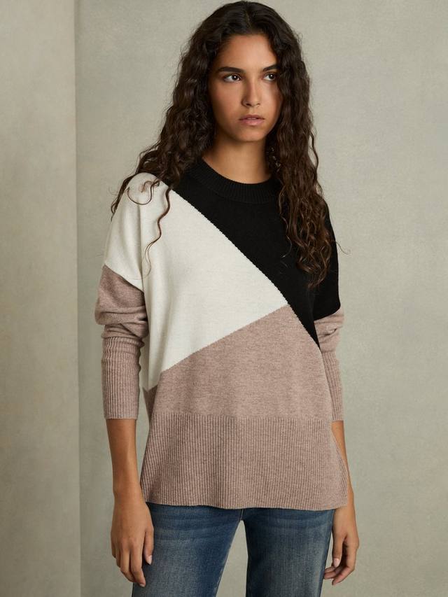 

Джемпер из смеси шерсти faye color block Reiss, цвет Camel/Black