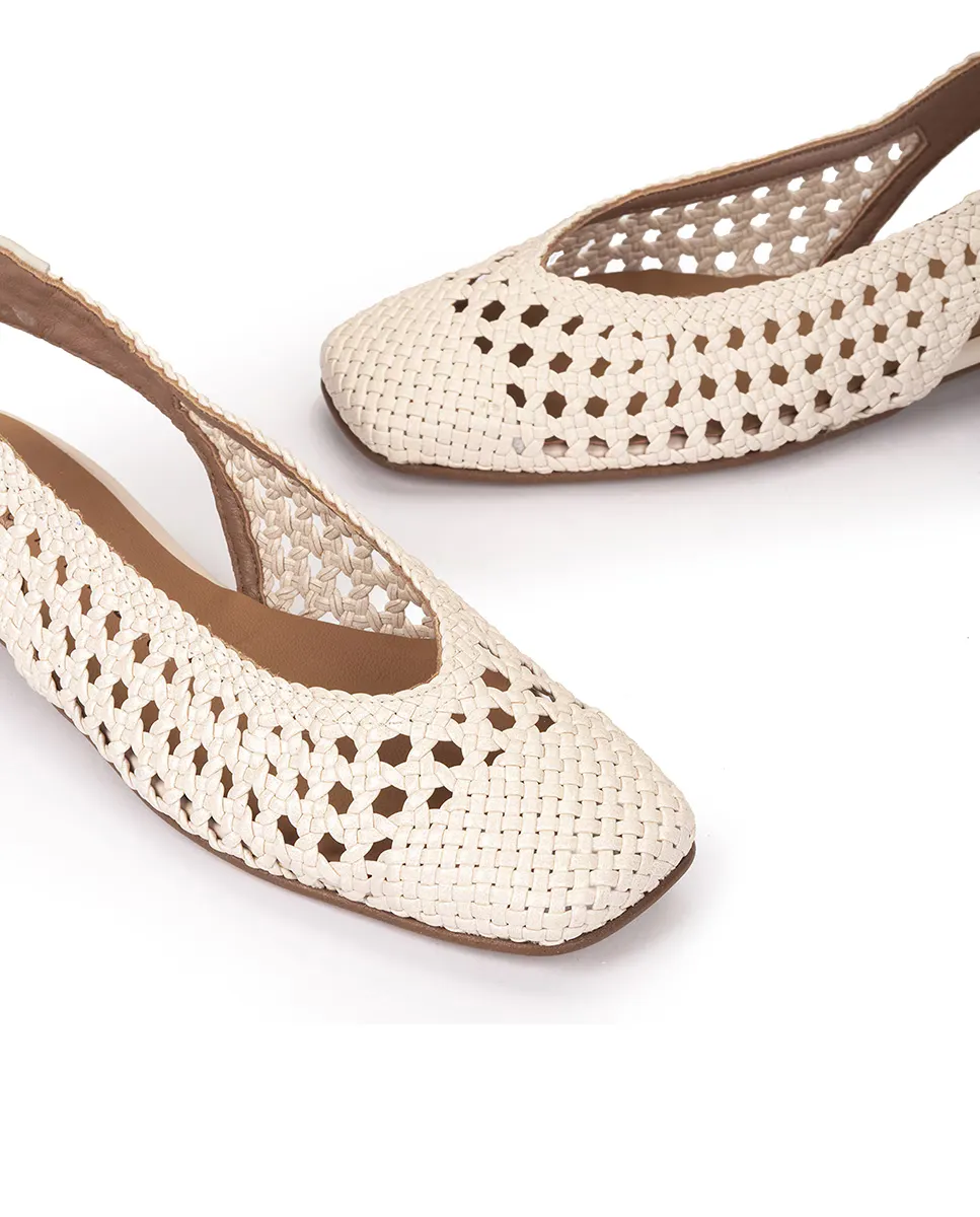 Женские туфли на плоской подошве из плетеной кожи с ремешком Pedro Miralles, белый — фото 4