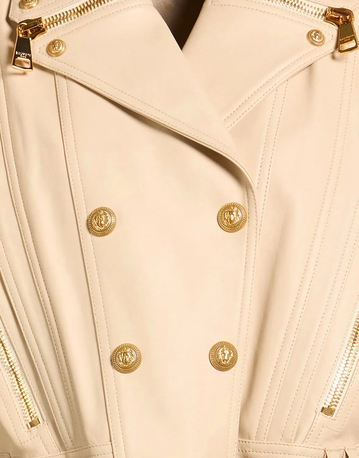 Куртка кожаная BALMAIN бежевый — фото 4