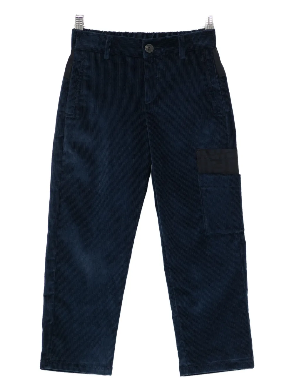 

Вельветовые повседневные брюки с накладными карманами Fendi Kids, синий